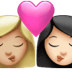 👩🏼‍❤️‍💋‍👩🏻 kiss: woman, woman, medium-light skin tone, light skin tone display on Apple